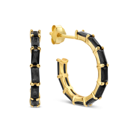 Silber-Ohrringe mit weißen und schwarzen Steinen - vergoldet miaGemo