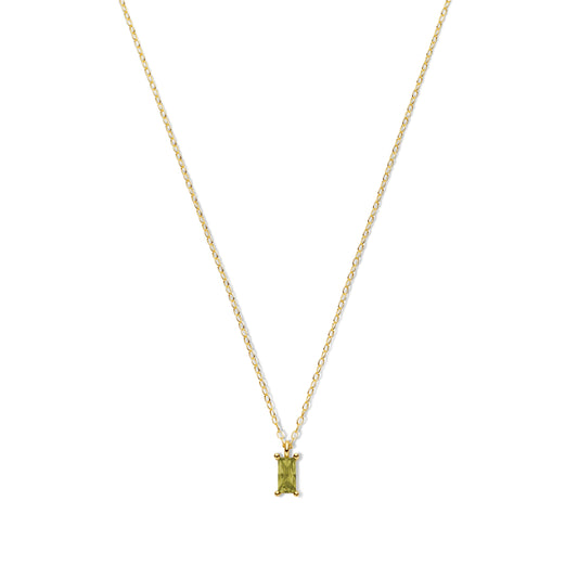 Silber-Halskette mit olivgrünem Zirkonia - vergoldet miaGemo
