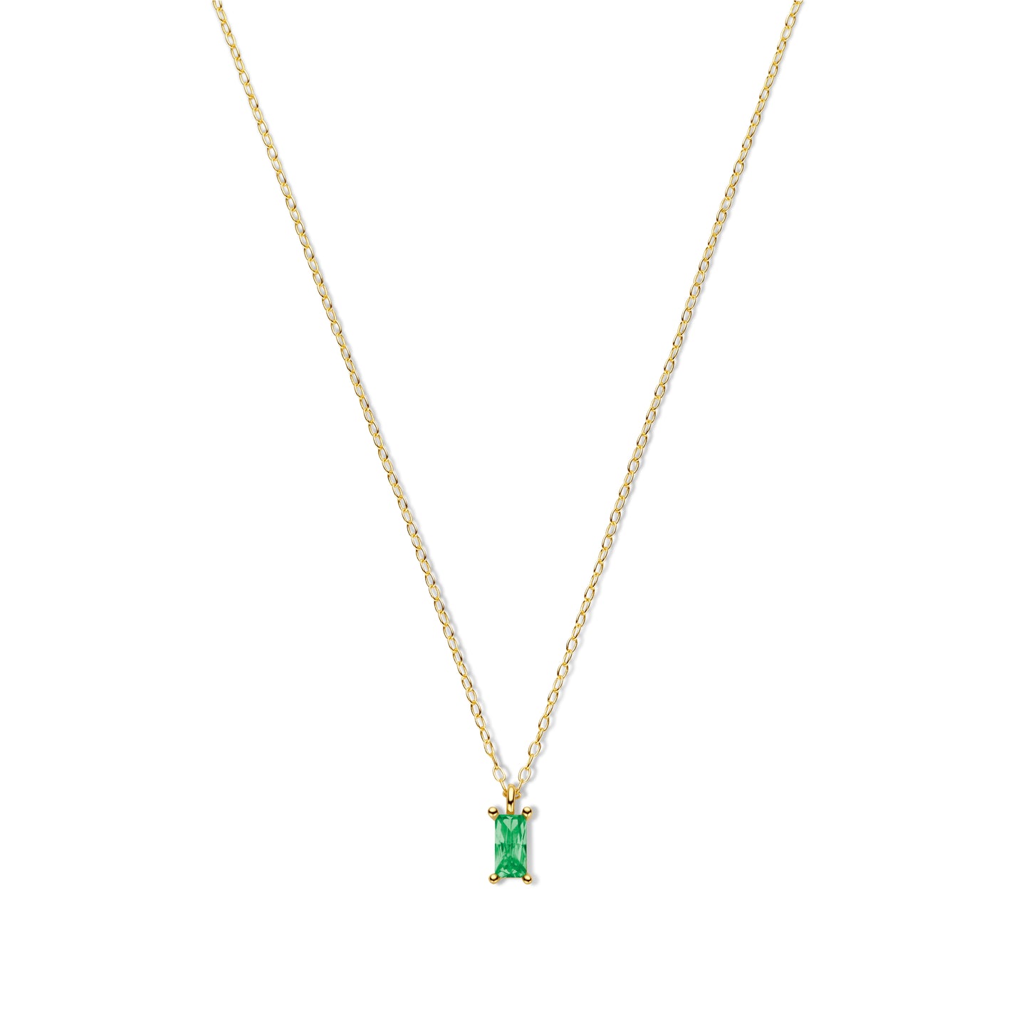 Silber-Halskette mit smaragdgrünem Zirkonia - vergoldet miaGemo