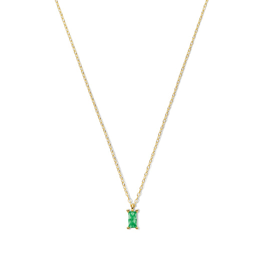 Silber-Halskette mit smaragdgrünem Zirkonia - vergoldet miaGemo