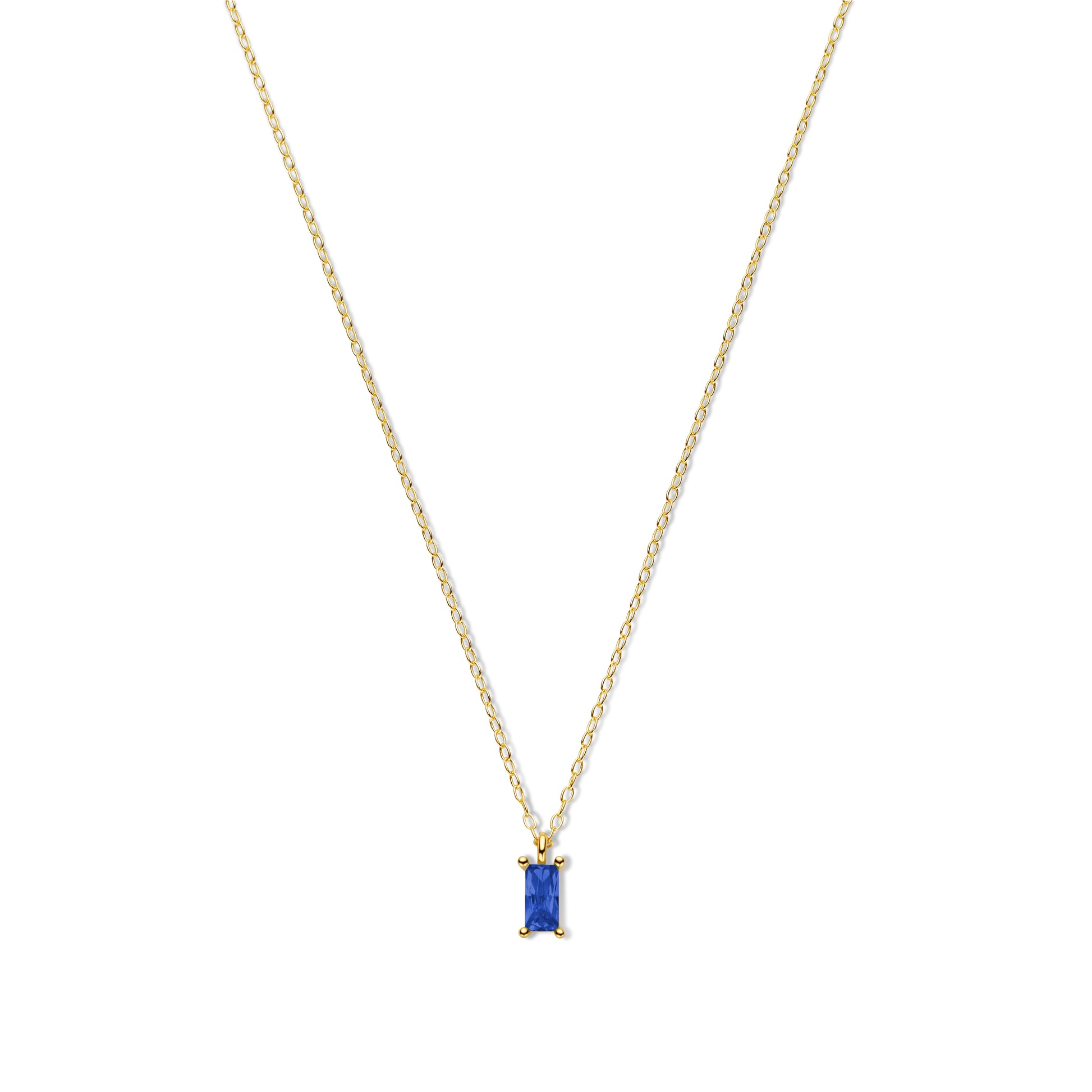 Silber-Halskette mit saphirblauem Zirkonia - vergoldet miaGemo