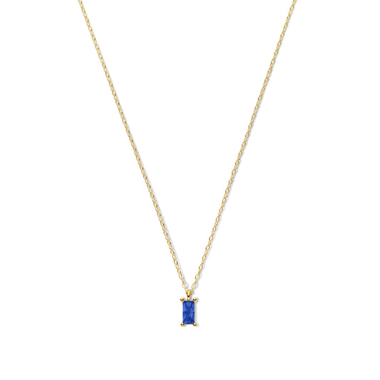 Silber-Halskette mit saphirblauem Zirkonia - vergoldet miaGemo