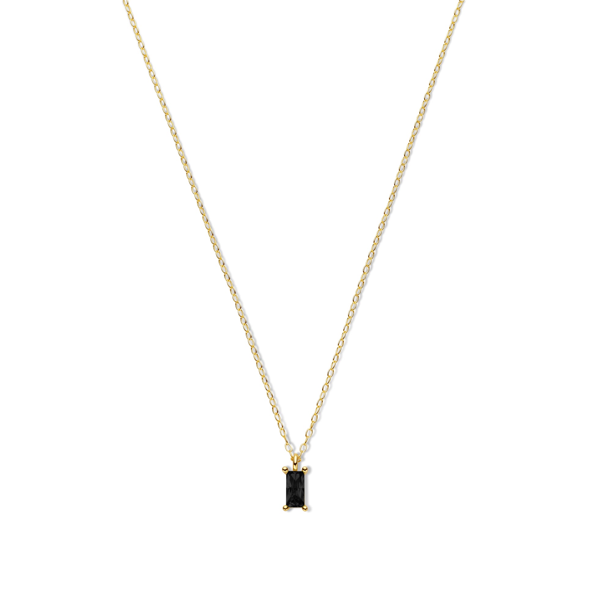 Silber-Halskette mit schwarzem Zirkonia - vergoldet miaGemo