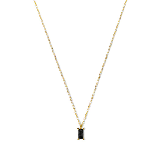 Silber-Halskette mit schwarzem Zirkonia - vergoldet miaGemo