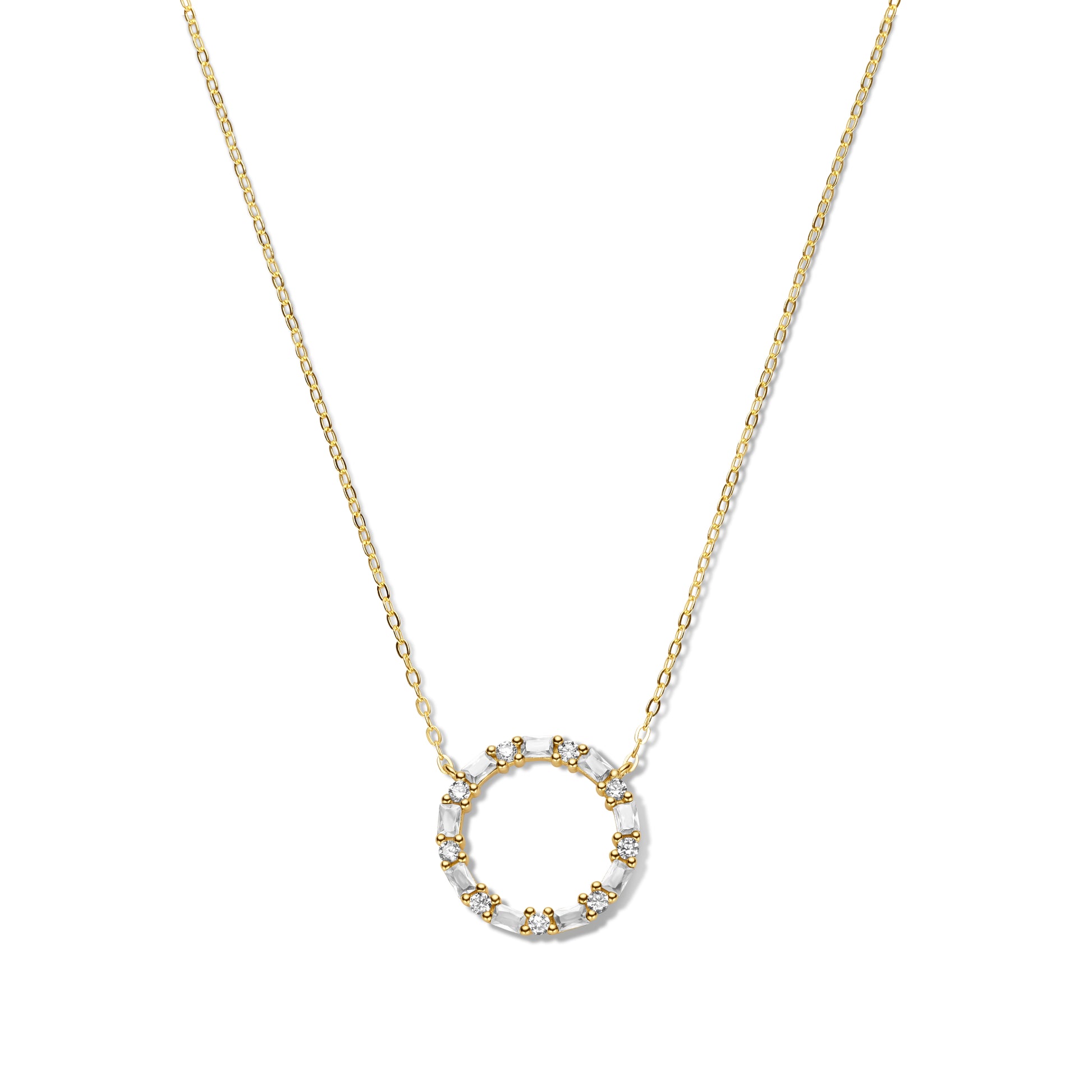 Silber-Halskette mit weißem Zirkonia - vergoldet miaGemo