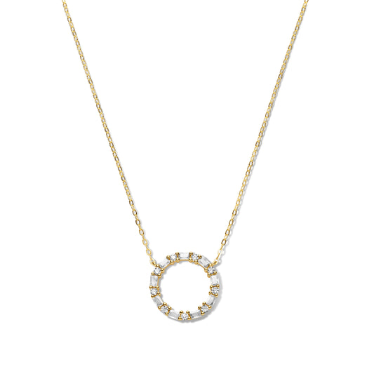 Silber-Halskette mit weißem Zirkonia - vergoldet miaGemo