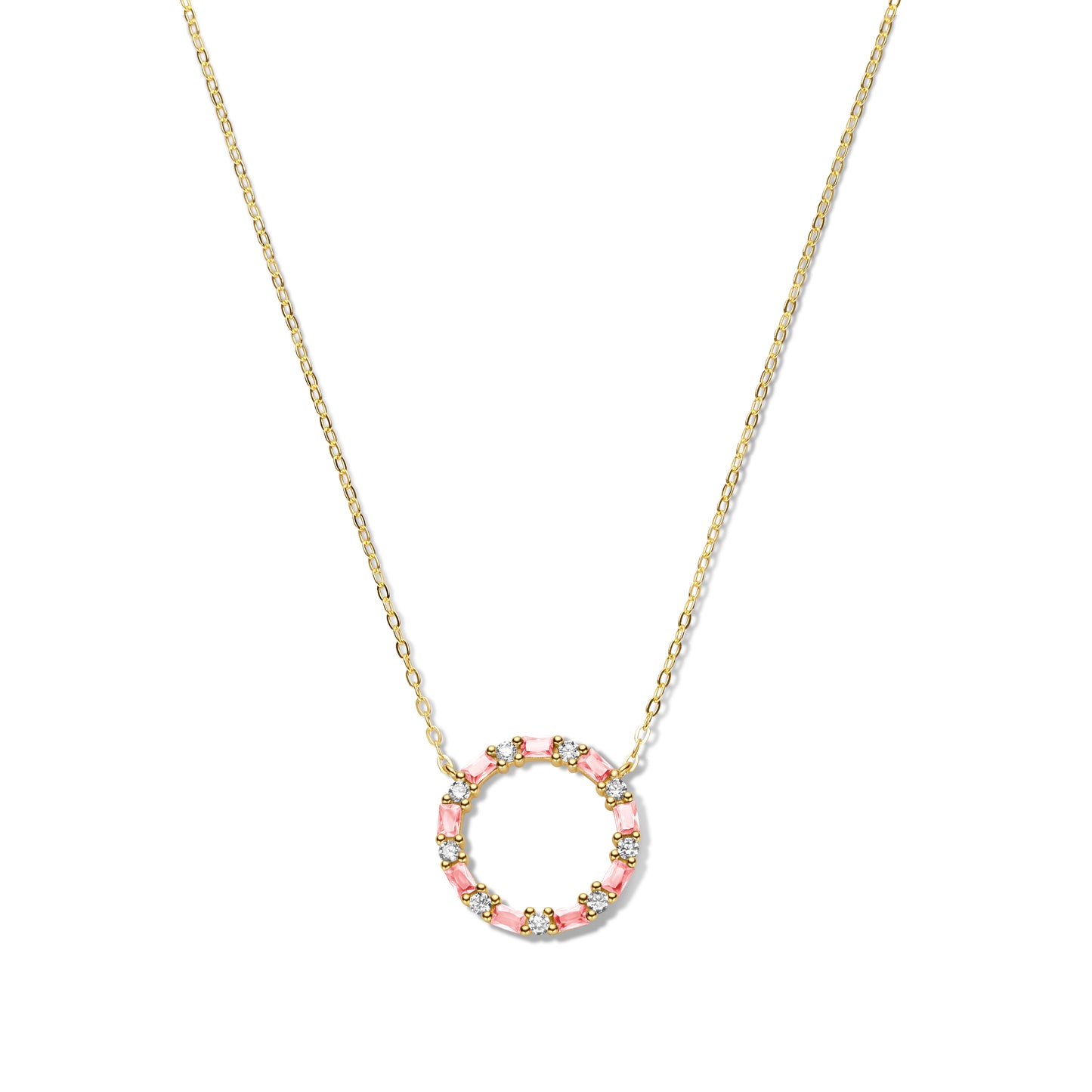 Silber-Halskette mit pinkem Zirkonia - vergoldet miaGemo