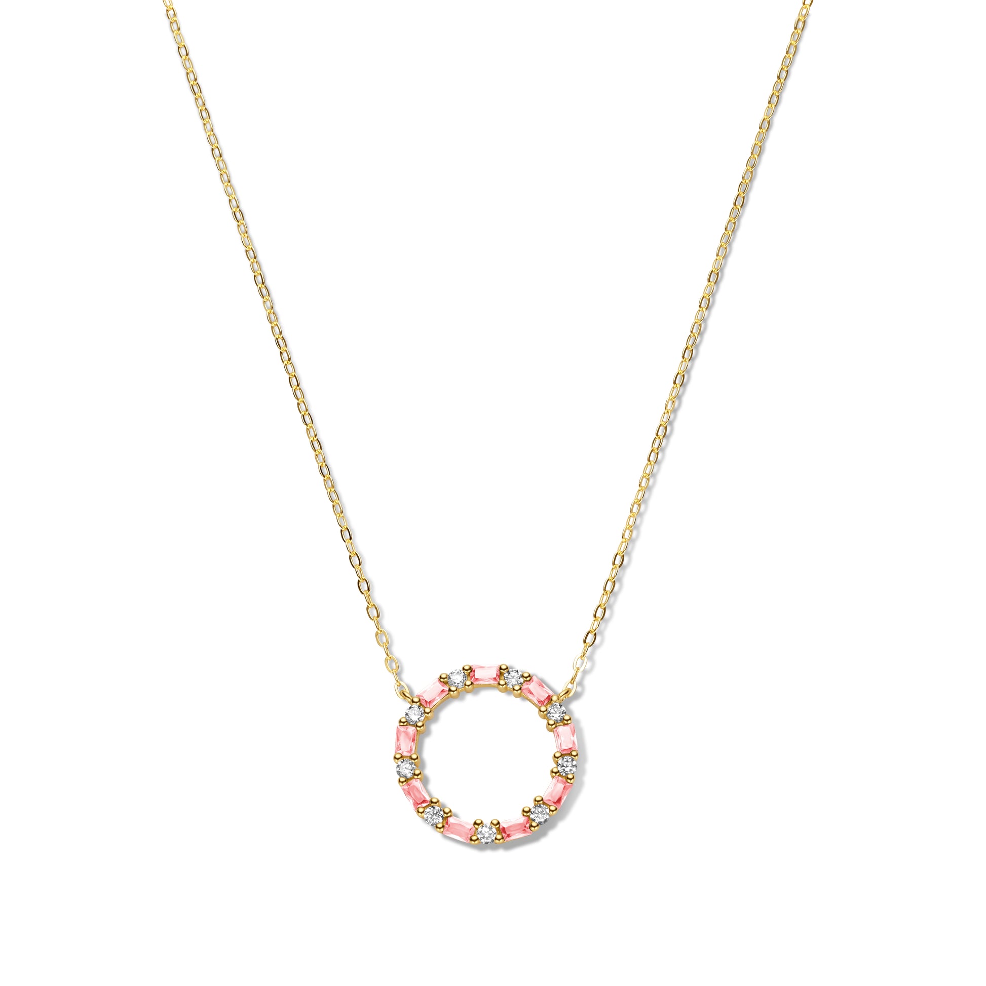 Silber-Halskette mit pinkem Zirkonia - vergoldet miaGemo