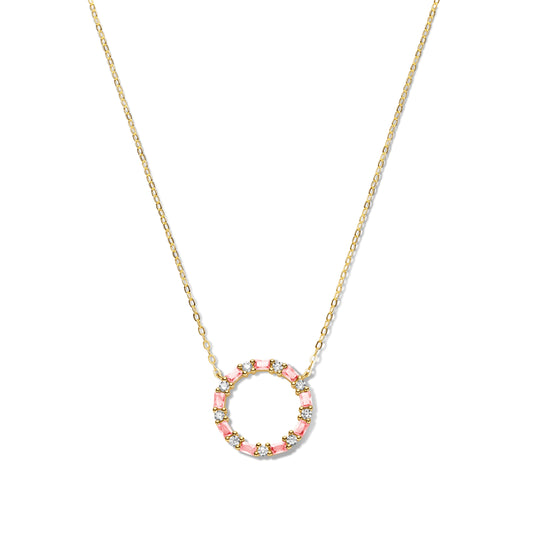 Silber-Halskette mit pinkem Zirkonia - vergoldet miaGemo