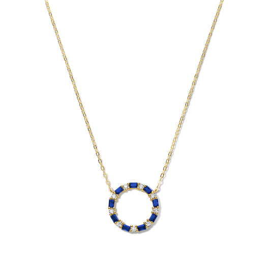 Silber-Halskette mit saphirblauem Zirkonia - vergoldet miaGemo