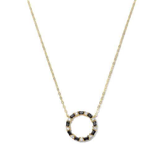 Silber-Halskette mit schwarzem Zirkonia - vergoldet miaGemo