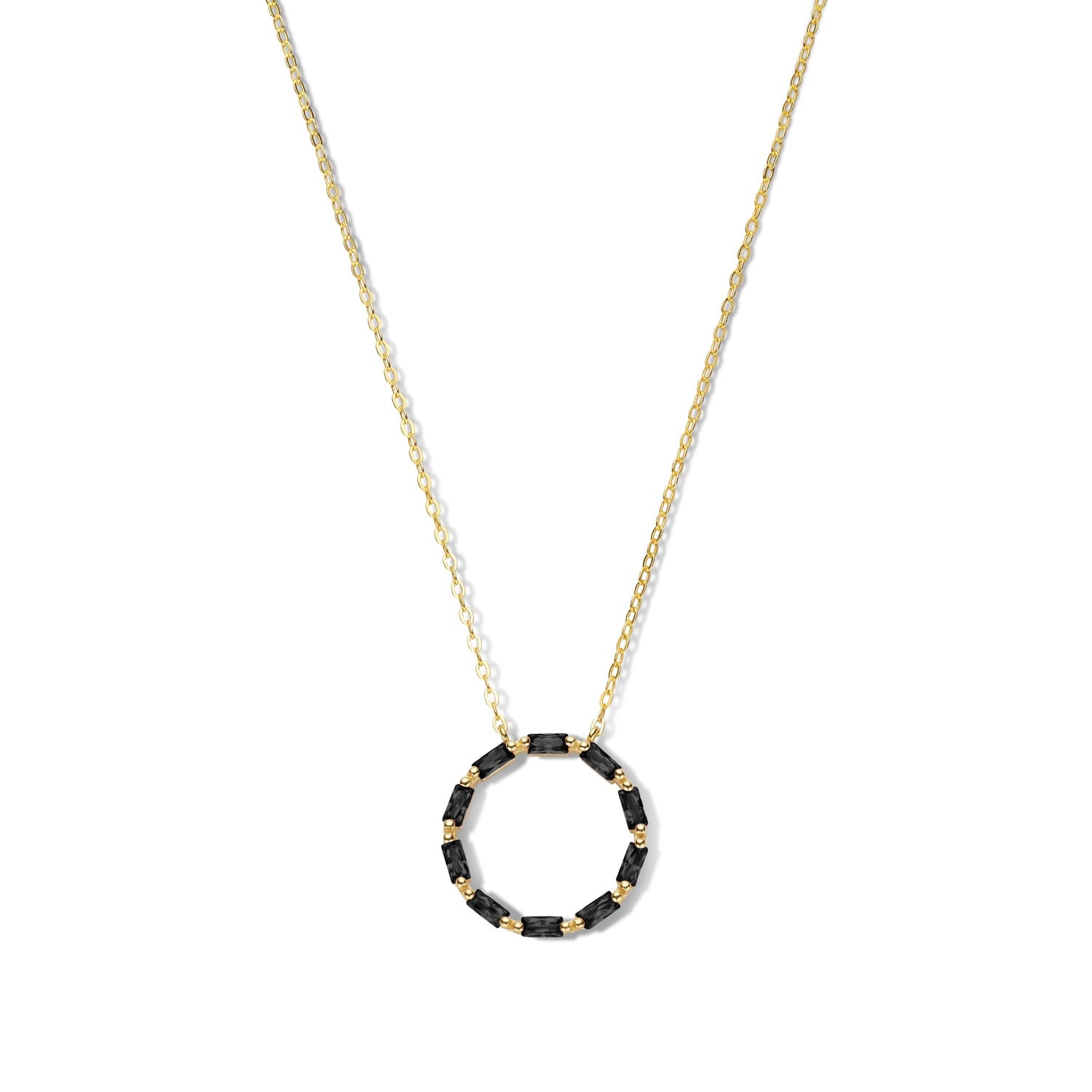 Silber-Halskette mit schwarzem Zirkonia - vergoldet miaGemo