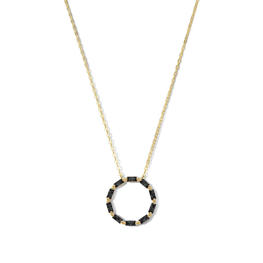 Silber-Halskette mit schwarzem Zirkonia - vergoldet miaGemo
