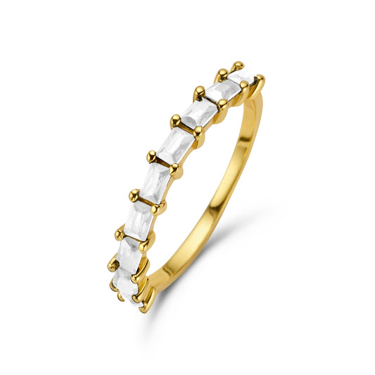 Vergoldeter Silberring mit weißem Zirkonia miaGemo