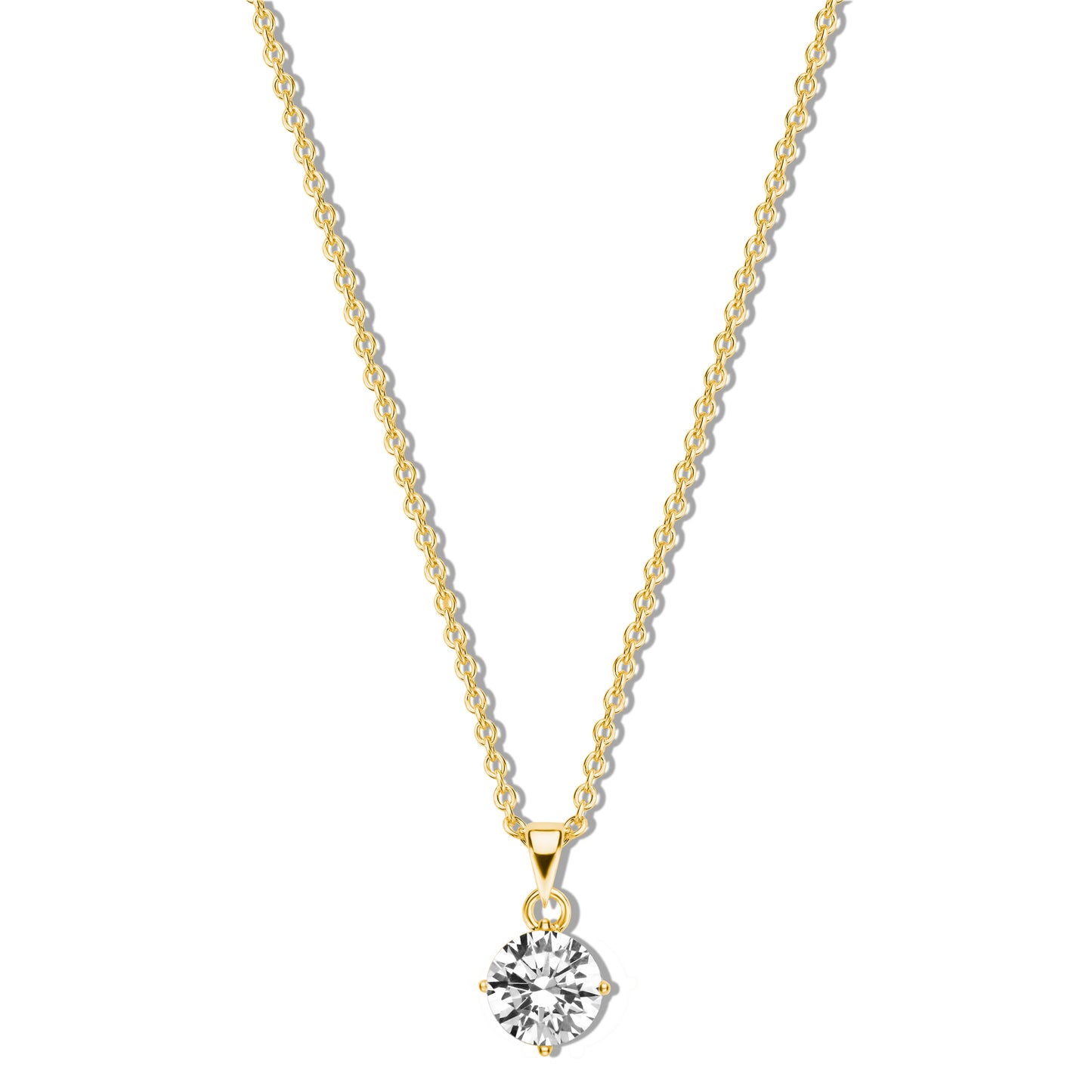 Silber-Halskette 40 + 5 cm mit weißem Zirkonia (5 mm) miaGemo