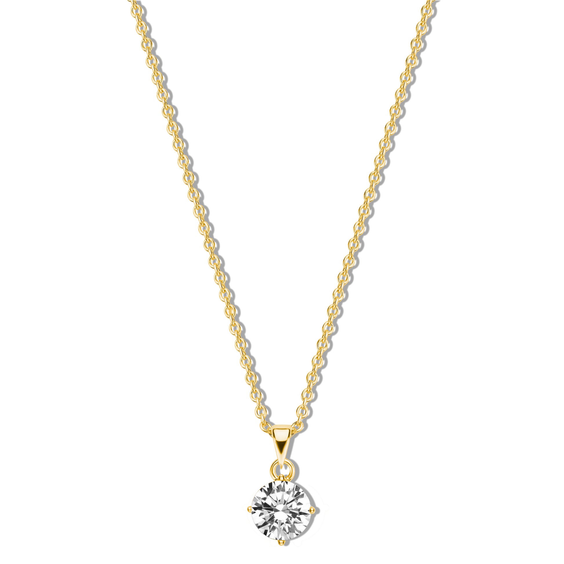 Silber-Halskette 40 + 5 cm mit weißem Zirkonia (5 mm) miaGemo