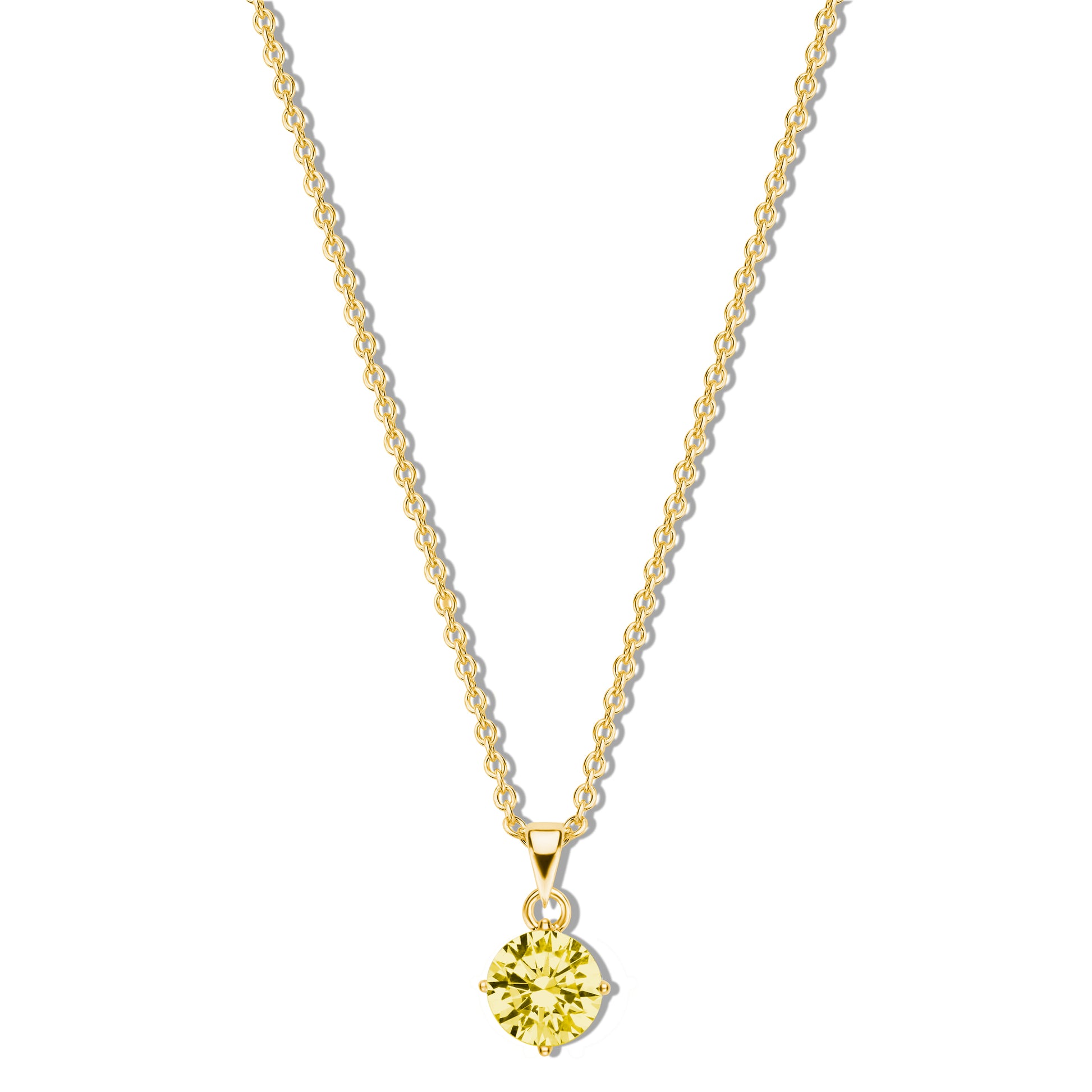 Silber-Halskette 40 + 5 cm mit gelbem Zirkonia (5 mm) miaGemo