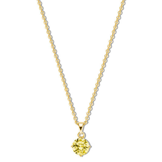 Silber-Halskette 40 + 5 cm mit gelbem Zirkonia (5 mm) miaGemo