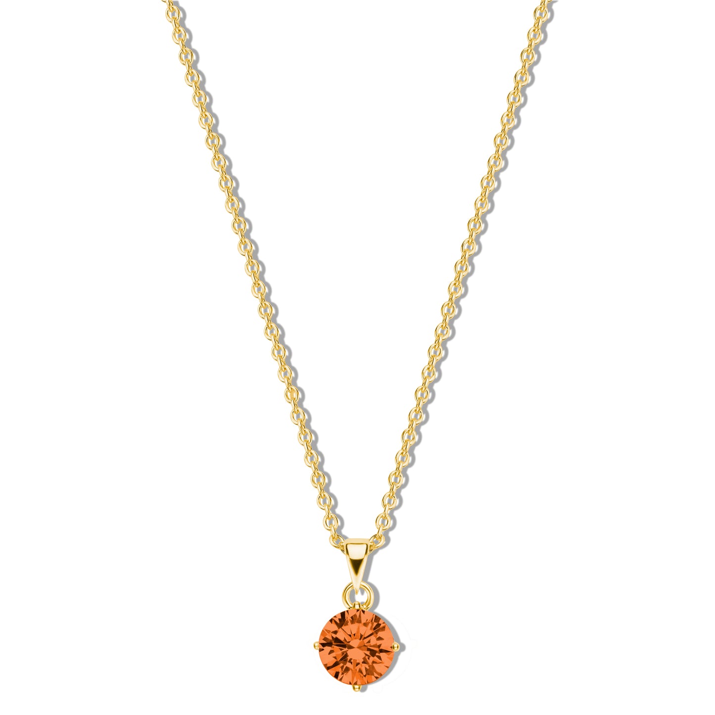 Silber-Halskette 40 + 5 cm mit orangem Zirkonia (5 mm miaGemo