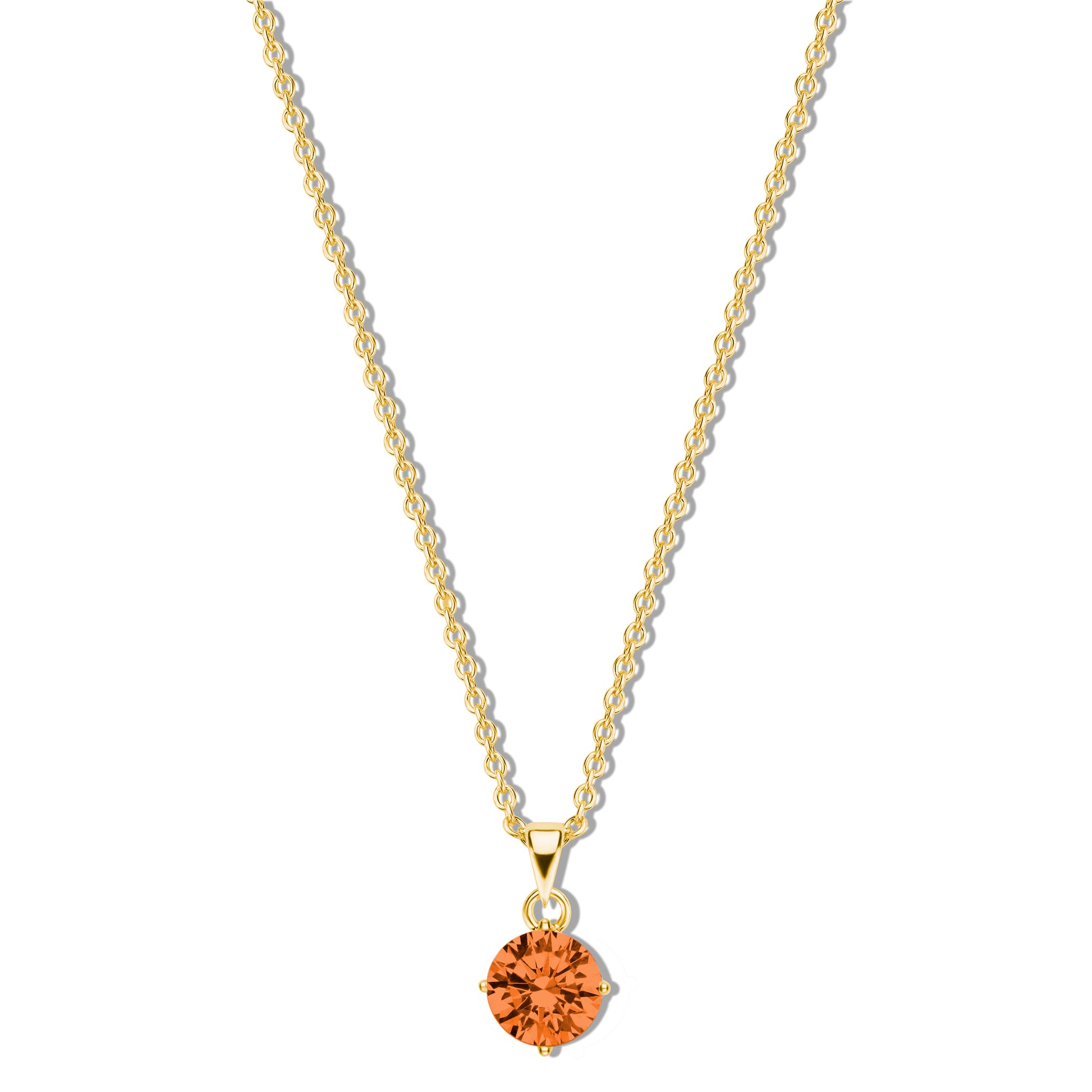 Silber-Halskette 40 + 5 cm mit orangem Zirkonia (5 mm miaGemo