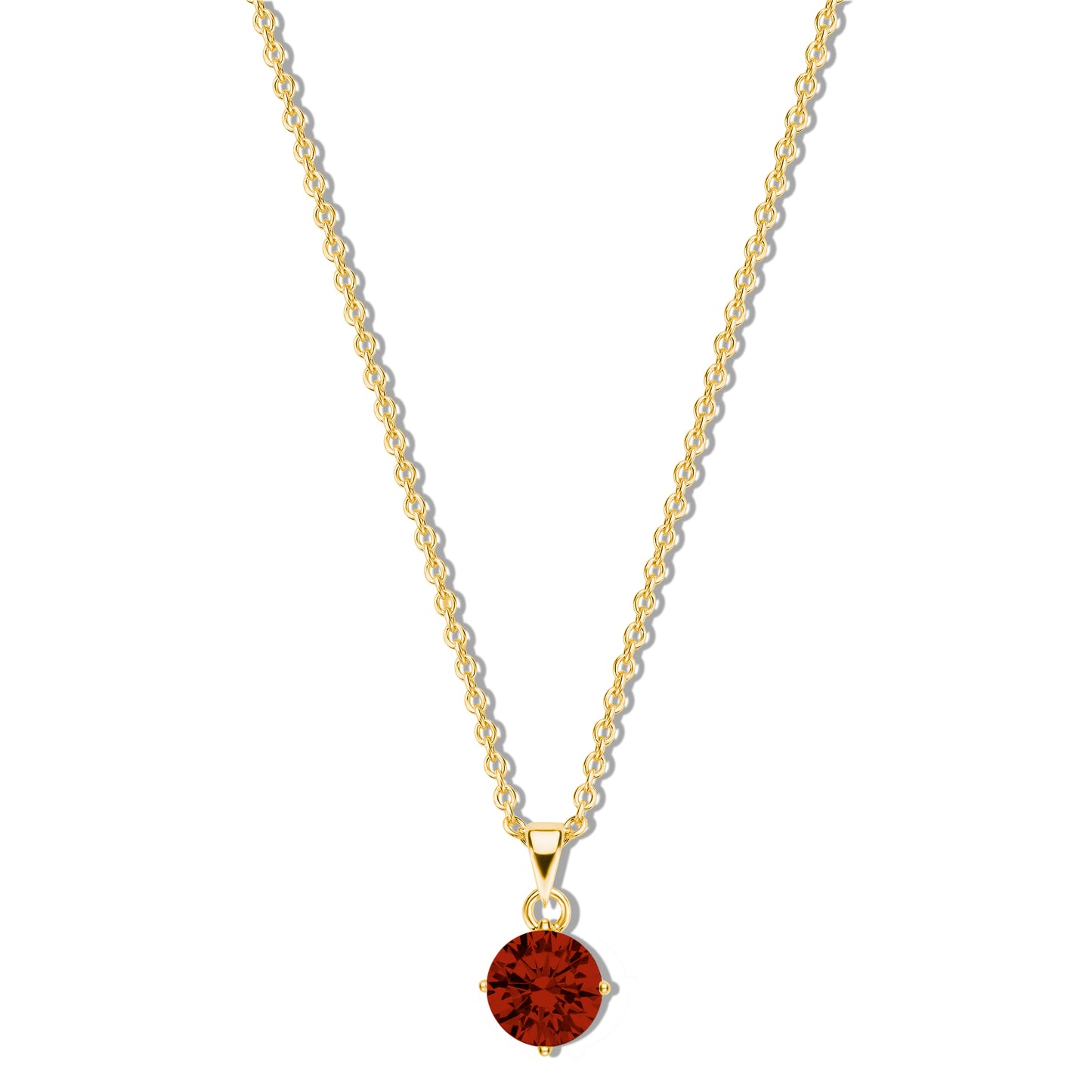 Silber-Halskette 40 + 5 cm mit rotem Zirkonia (5 mm), vergoldet miaGemo