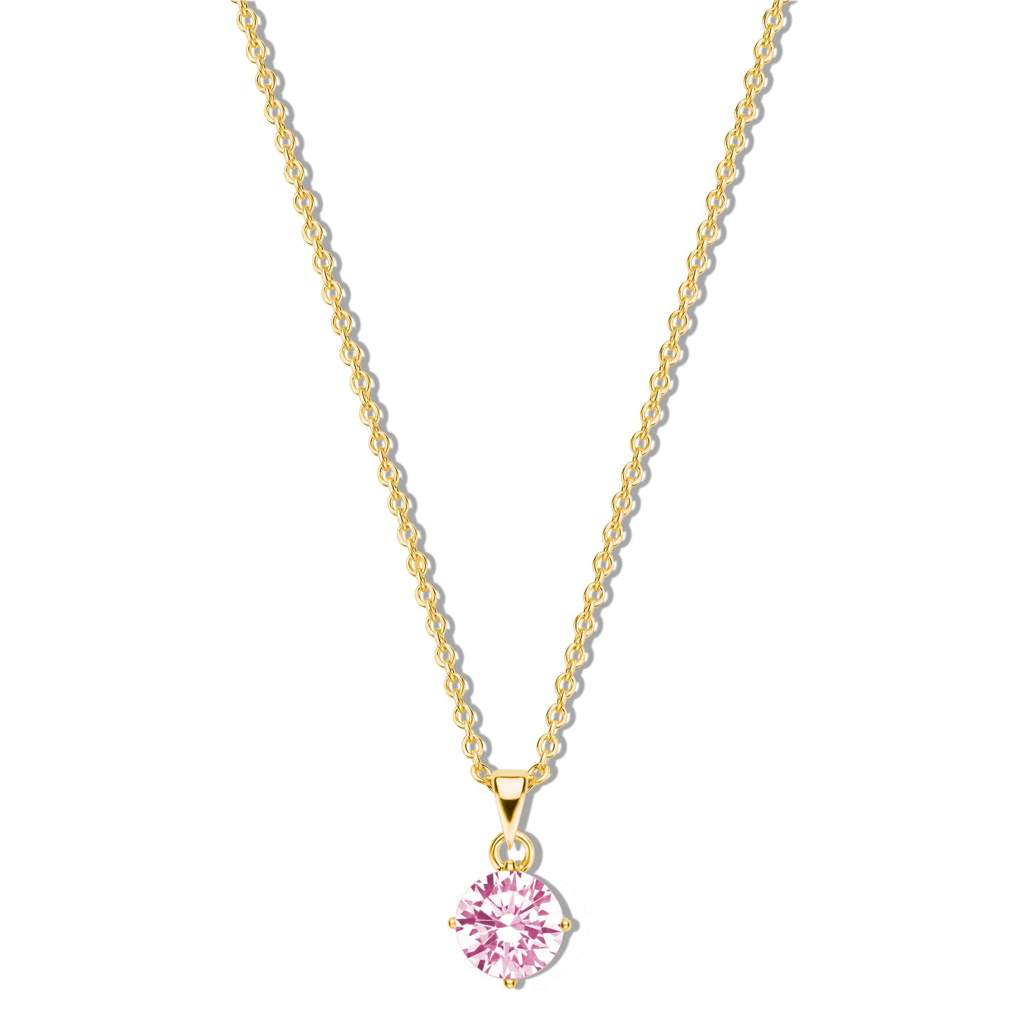 Silber-Halskette 40 + 5 cm mit pinkem Zirkonia (5 mm) miaGemo