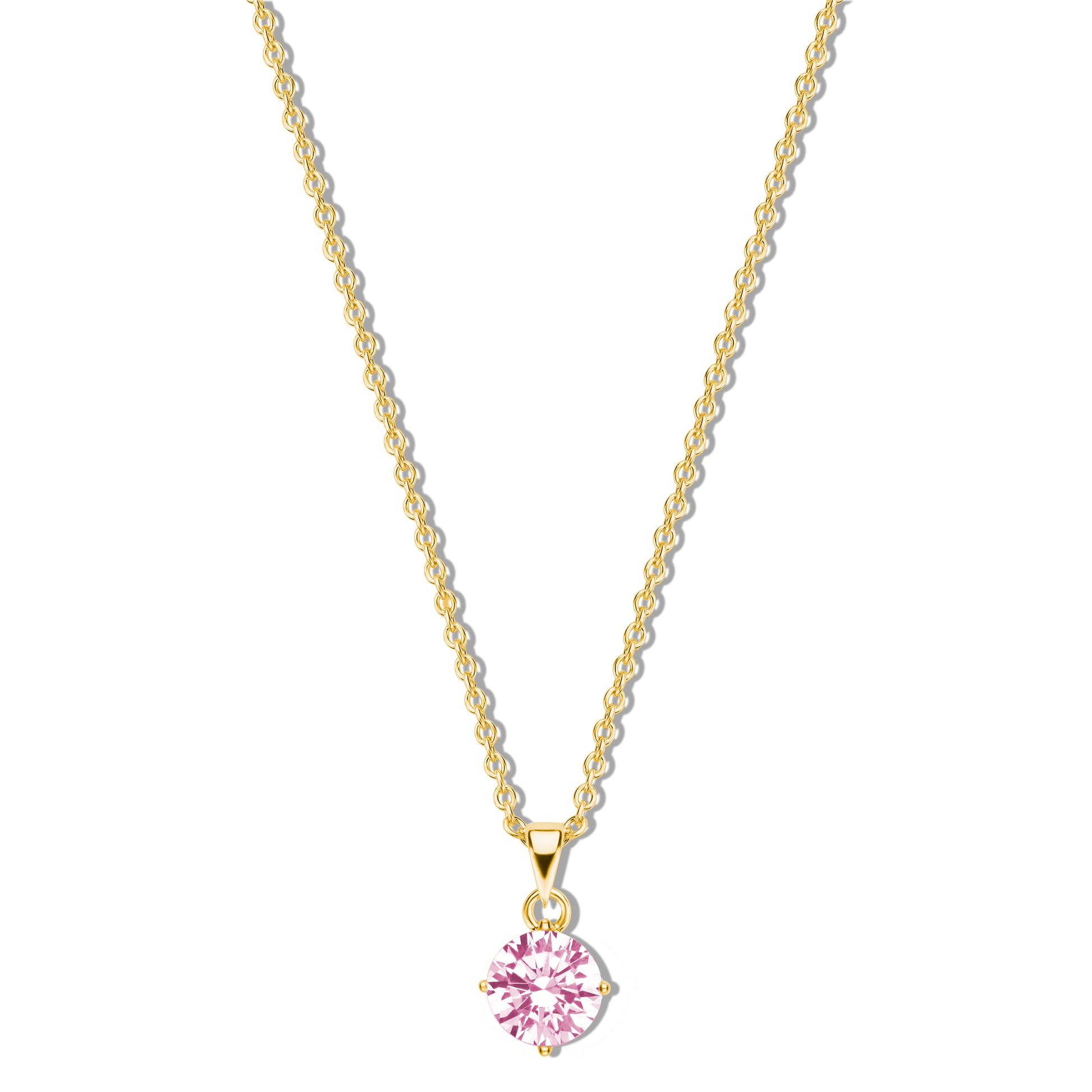 Silber-Halskette 40 + 5 cm mit pinkem Zirkonia (5 mm) miaGemo