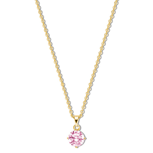 Silber-Halskette 40 + 5 cm mit pinkem Zirkonia (5 mm) miaGemo