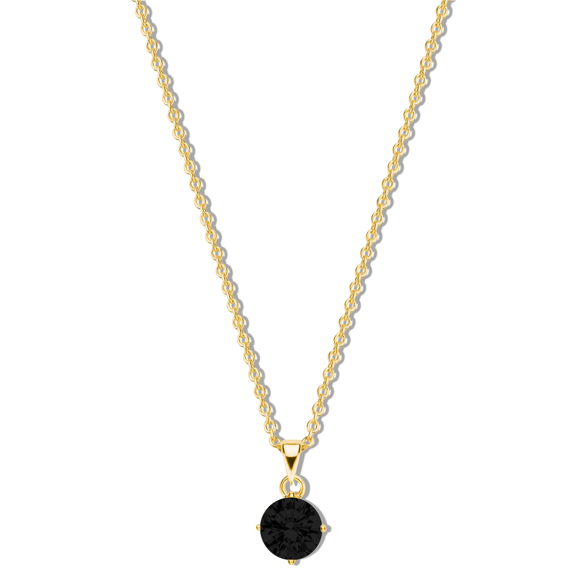 Silber-Halskette 40 + 5 cm mit schwarzem Zirkonia (5 mm) miaGemo