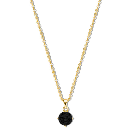 Silber-Halskette 40 + 5 cm mit schwarzem Zirkonia (5 mm) miaGemo