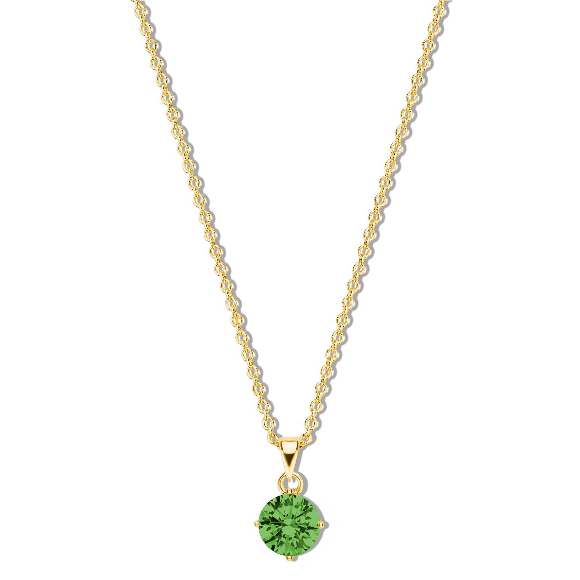 Silber-Halskette 40 + 5 cm mit grünem Zirkonia (5 mm) miaGemo