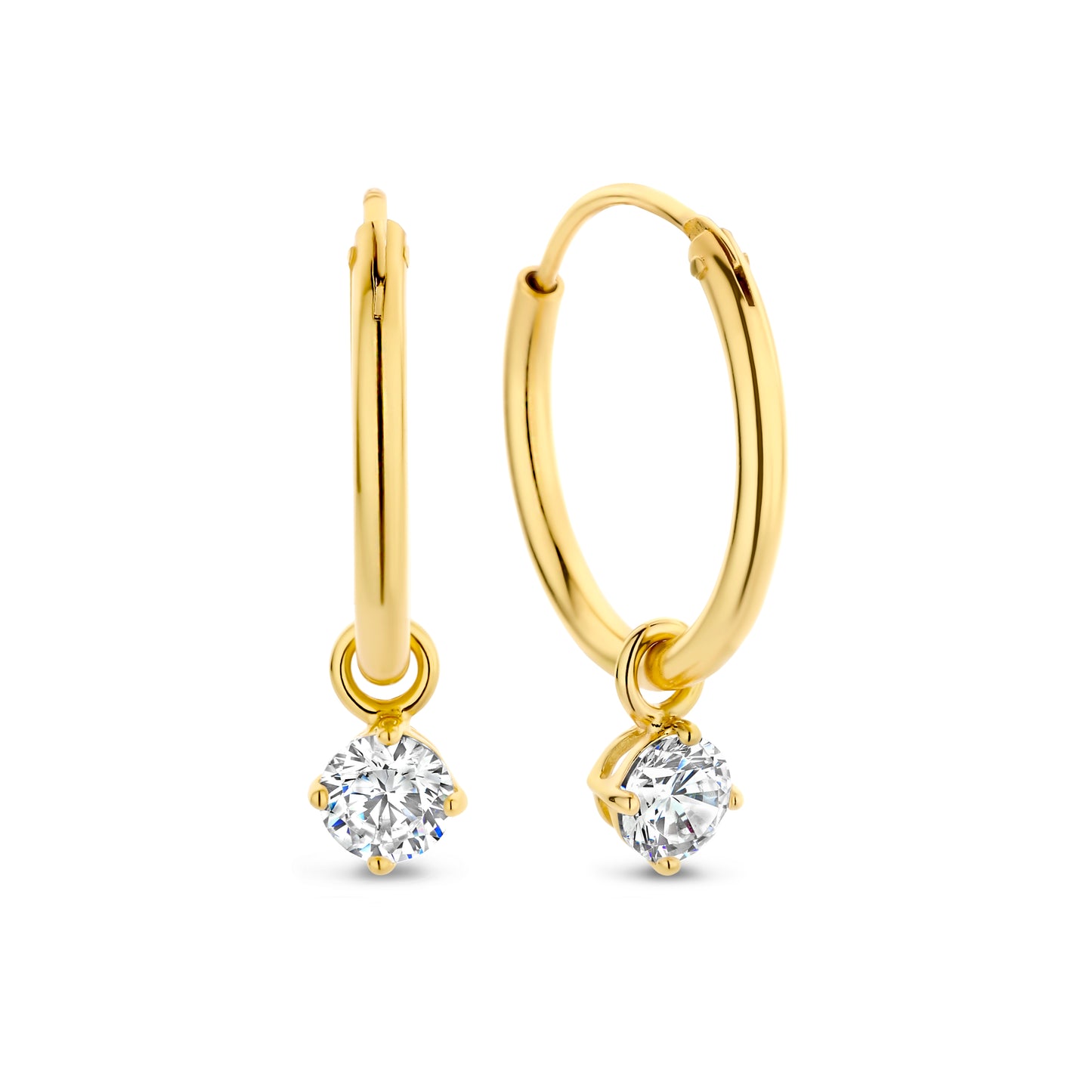 Silber-Ohrringe 4 mm mit weißem Zirkonia, vergoldet miaGemo