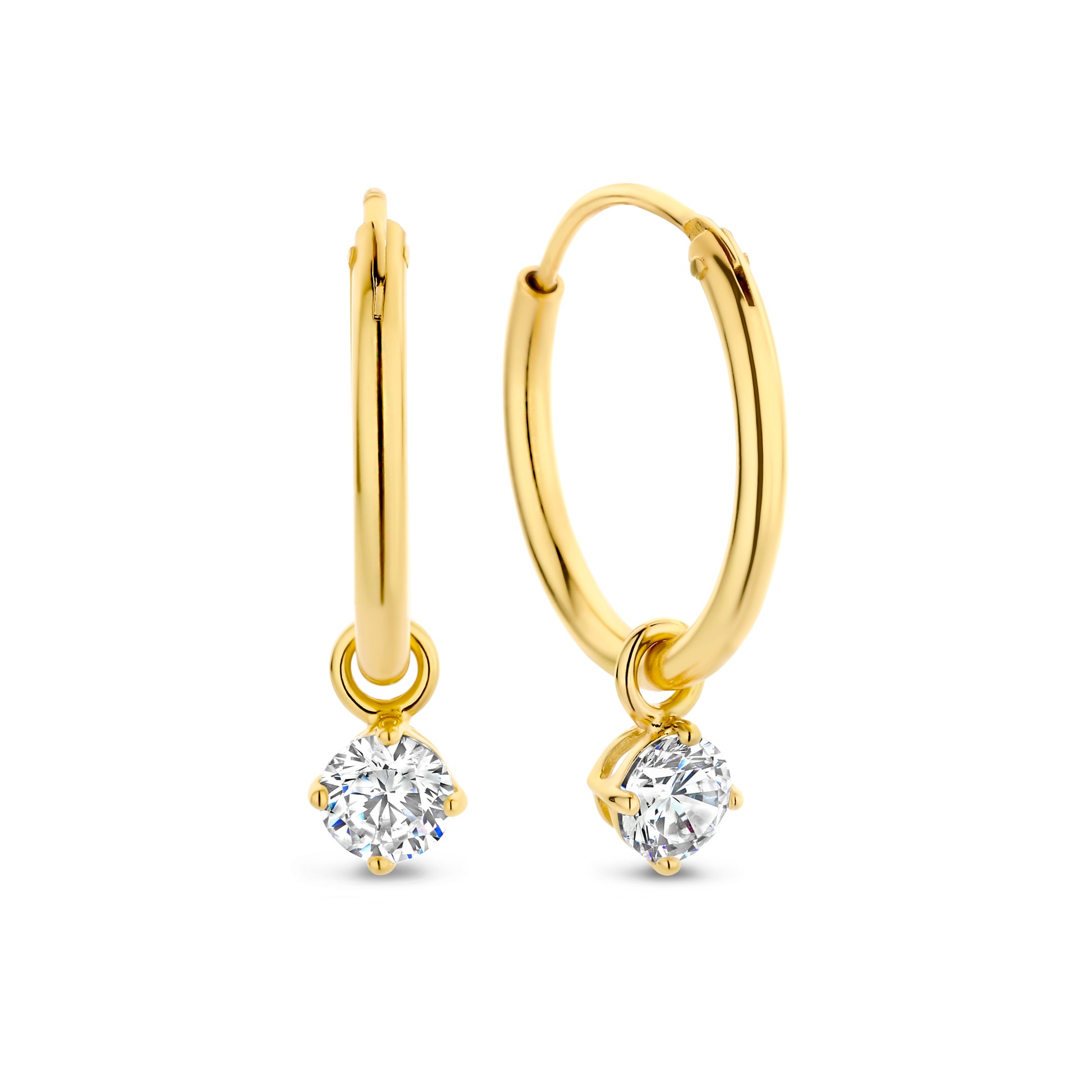 Silber-Ohrringe 4 mm mit weißem Zirkonia, vergoldet miaGemo