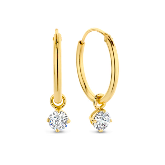 Silber-Ohrringe 4 mm mit weißem Zirkonia, vergoldet miaGemo