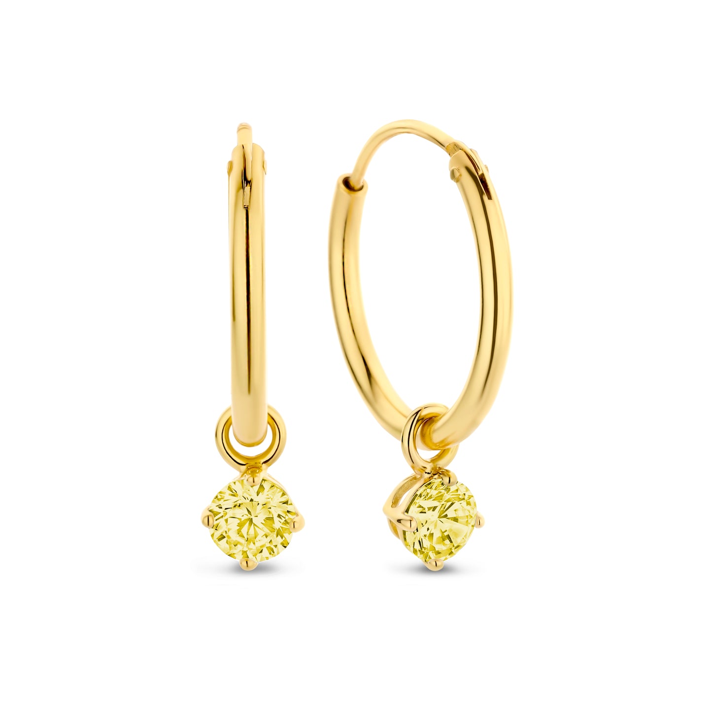 Silber-Ohrringe 4 mm mit gelbem Zirkonia, vergoldet miaGemo