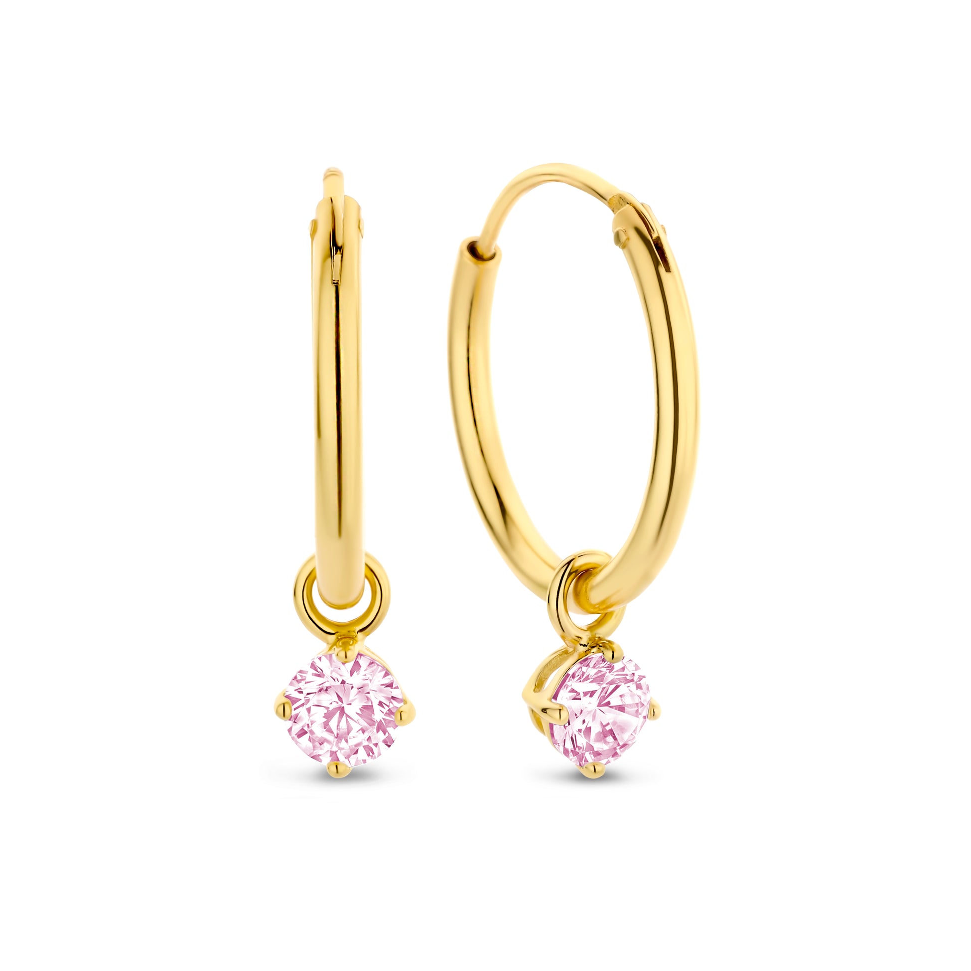 Silber-Ohrringe 4 mm mit pinkem Zirkonia, vergoldet miaGemo