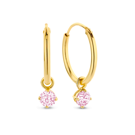Silber-Ohrringe 4 mm mit pinkem Zirkonia, vergoldet miaGemo