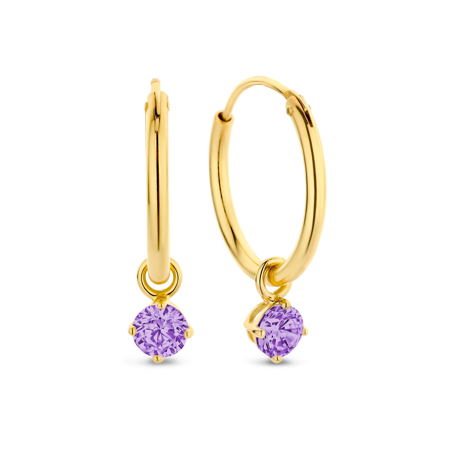 Silber-Ohrringe 4 mm mit violettem Zirkonia, vergoldet miaGemo