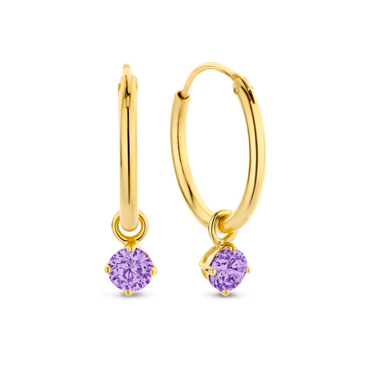 Silber-Ohrringe 4 mm mit violettem Zirkonia, vergoldet miaGemo