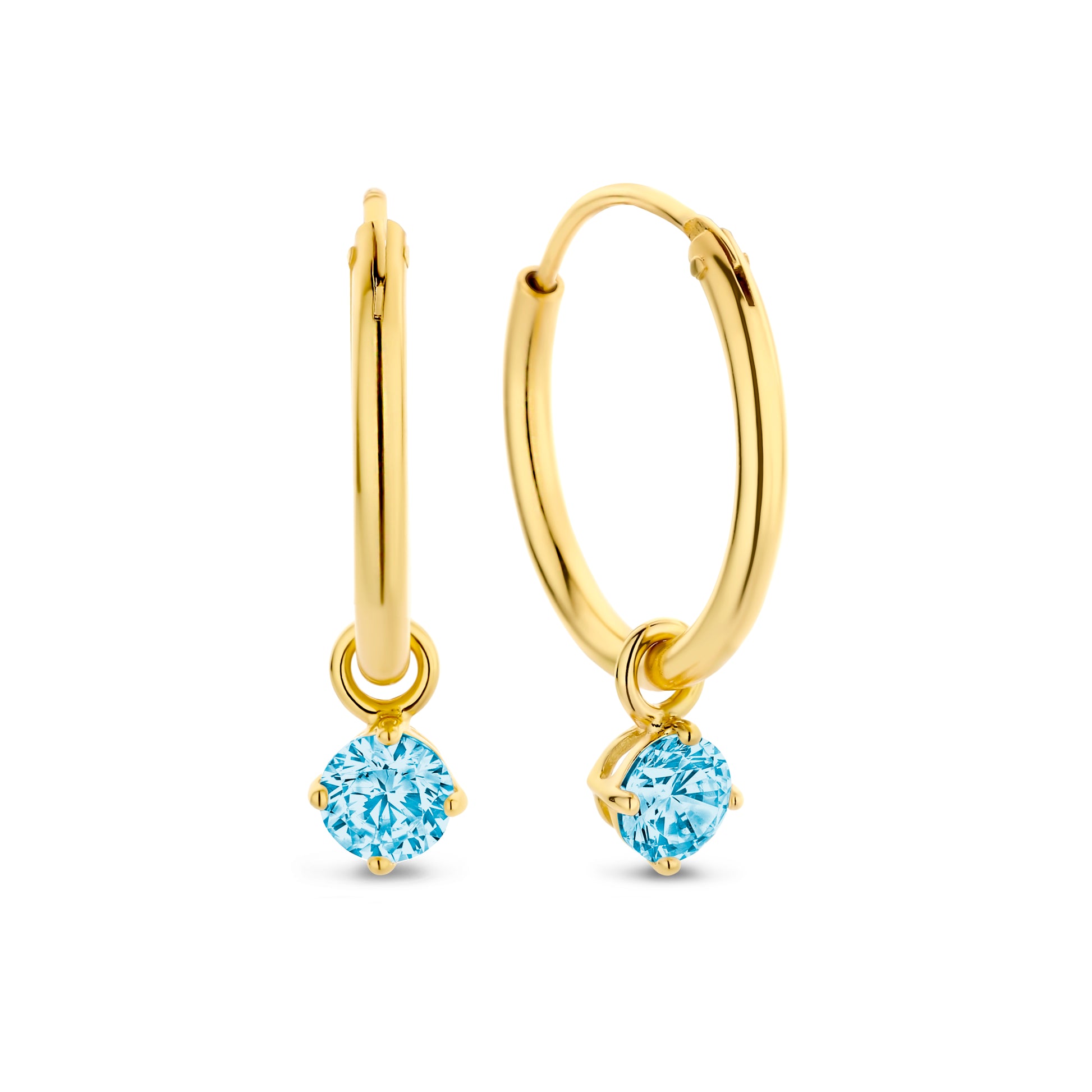 Silber-Ohrringe 4 mm mit blauem Zirkonia, vergoldet miaGemo