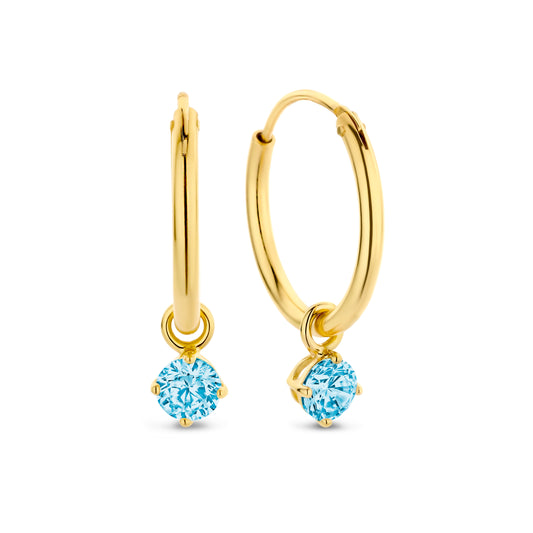 Silber-Ohrringe 4 mm mit blauem Zirkonia, vergoldet miaGemo