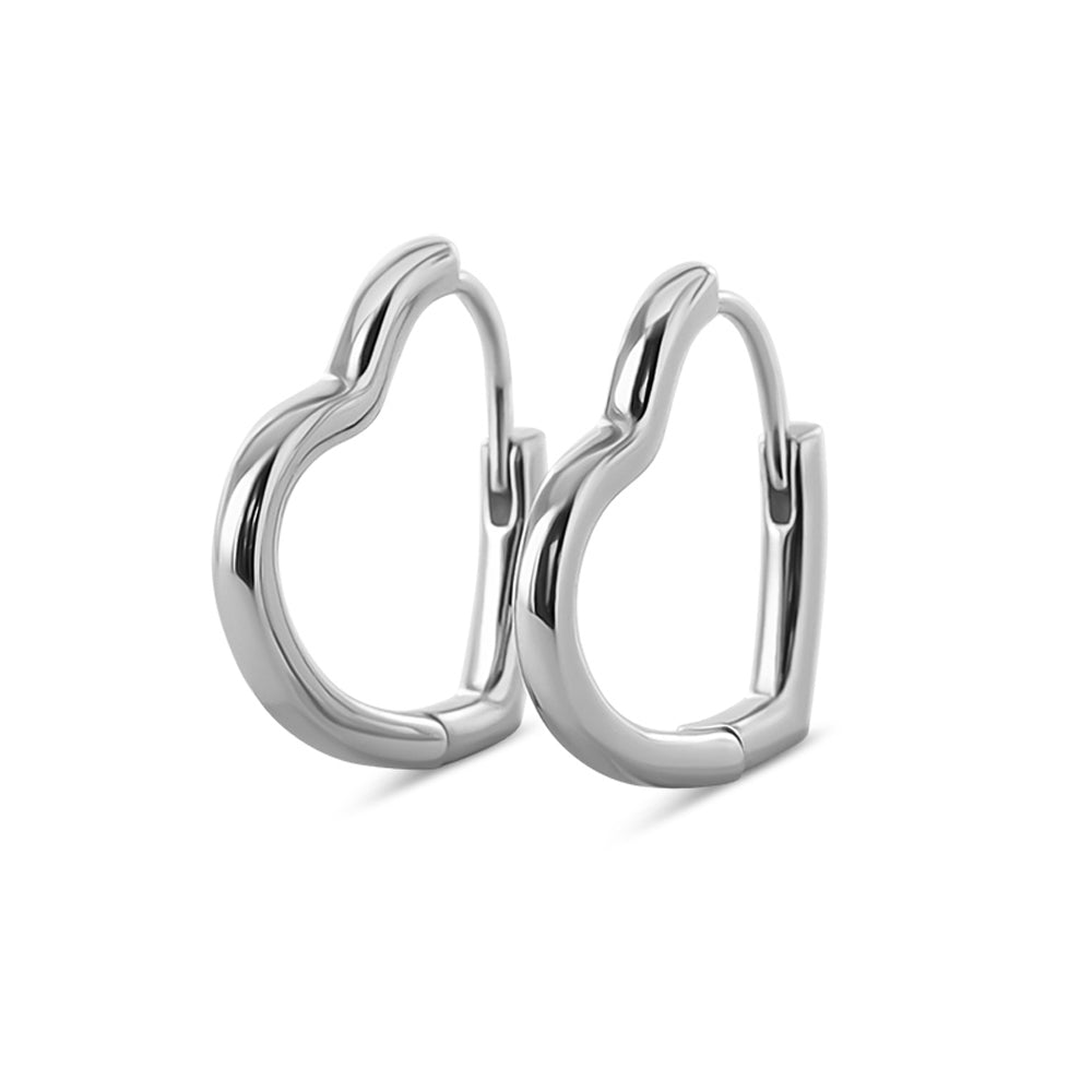Silber-Ohrringe in Herzform, rhodiniert miaGemo