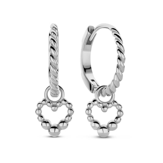 Rhodinierte Silber-Creolen mit Herzanhänger miaGemo