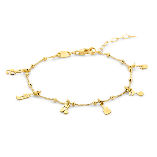 Silber-Armband mit Musiksymbolen - vergoldet miaGemo