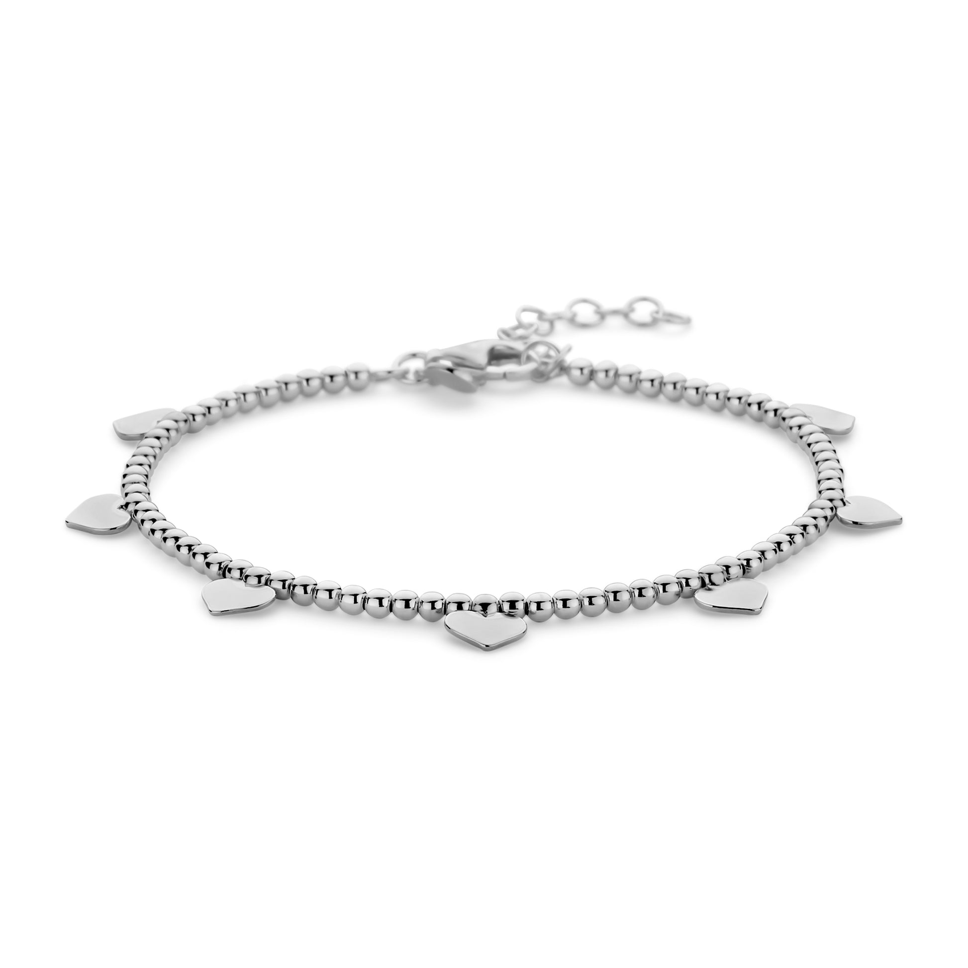 Rhodiniertes Silber-Armband mit 7 Herzen miaGemo