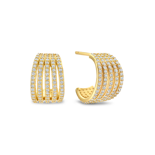 Vergoldete Silber-Ohrringe „5 Lines“ mit weißem Zirkonia miaGemo