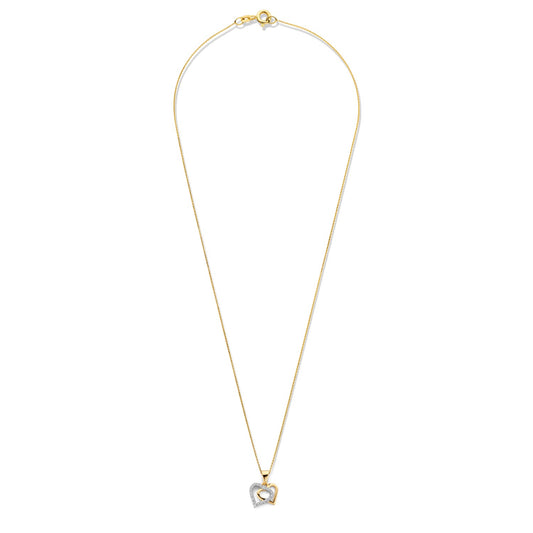 Vergoldete Silber-Halskette mit doppeltem Herz und weißem Zirkonia miaGemo