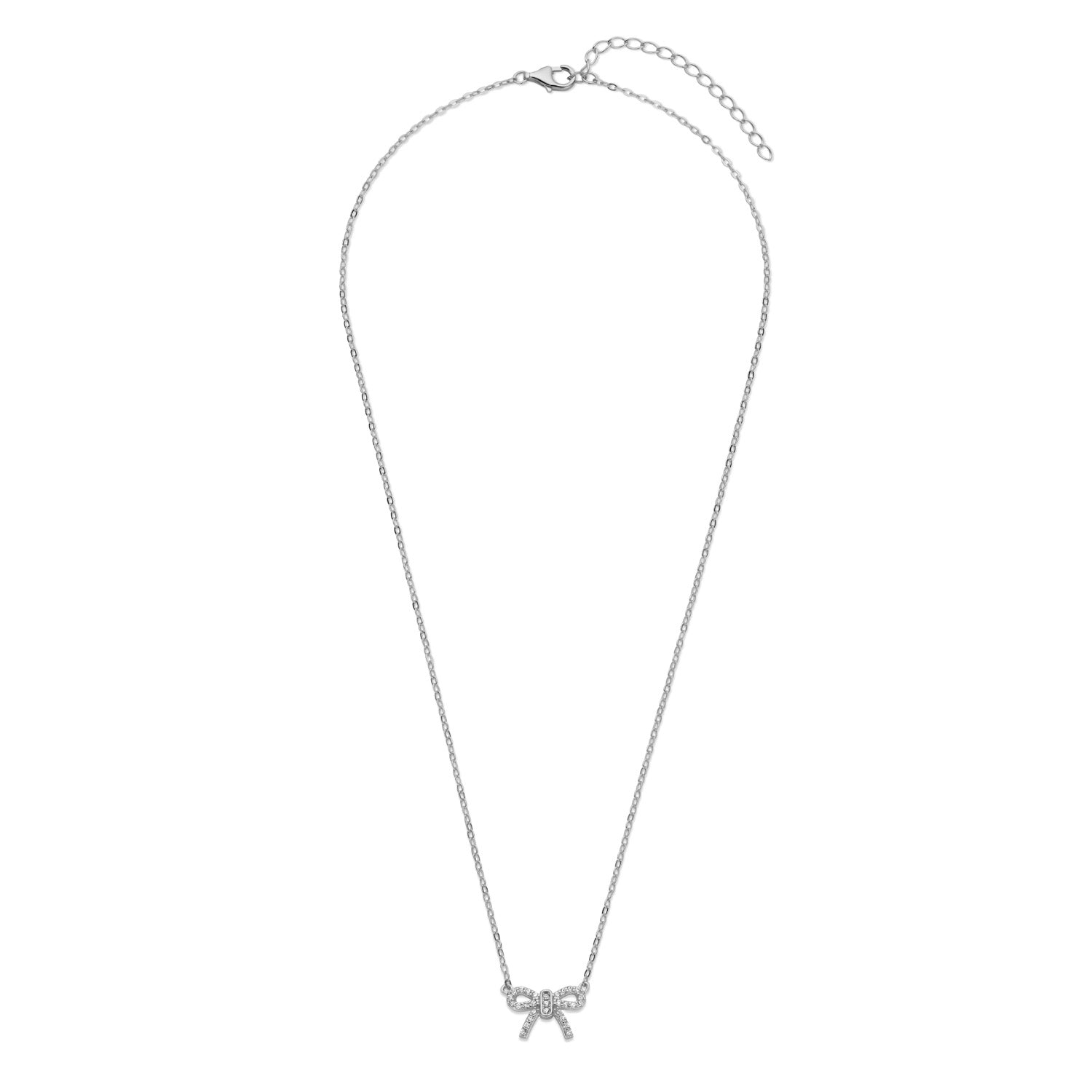 Silber-Halskette Schleife mit weißem Zirkonia miaGemo