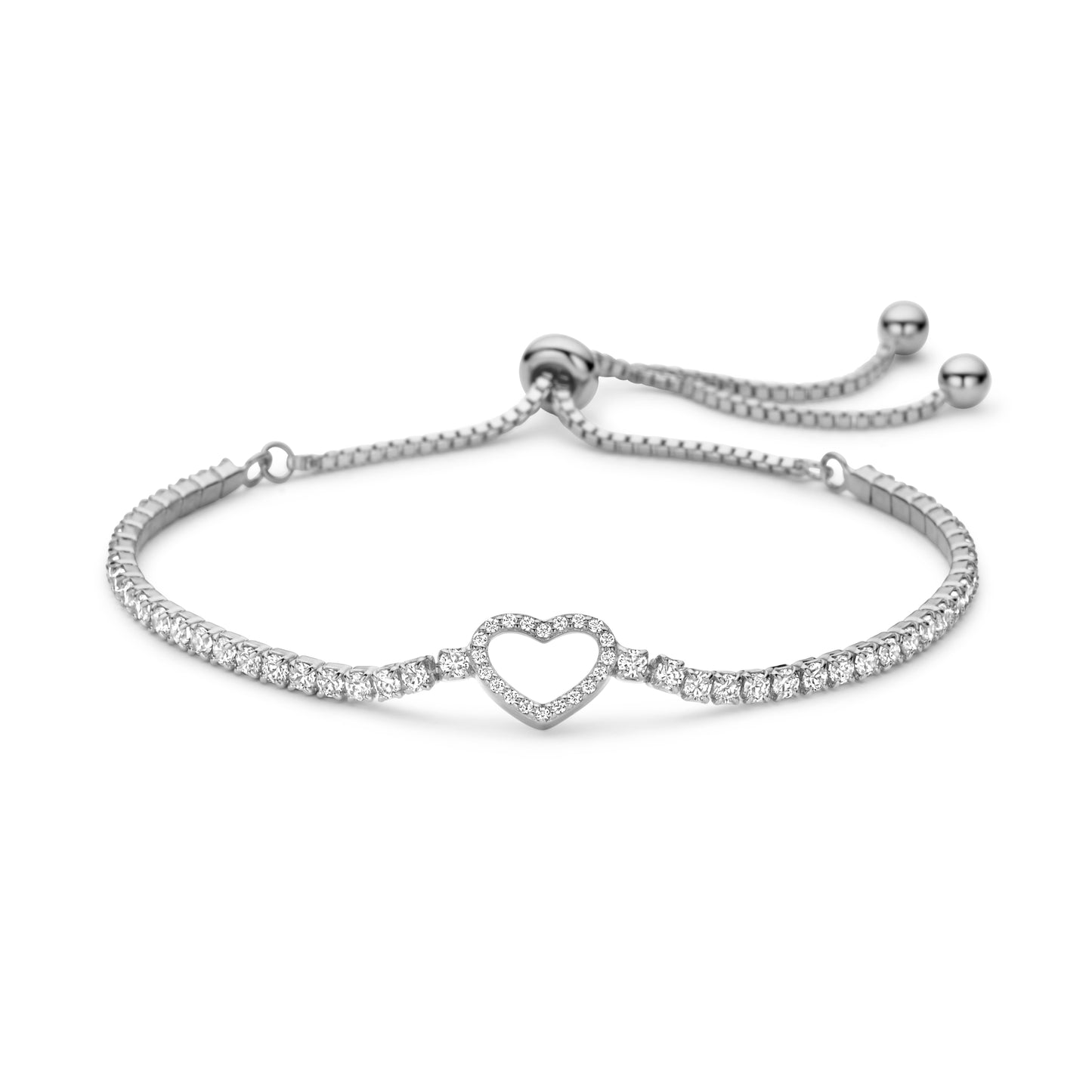 Verstellbares Silber-Armband mit weißem Zirkonia miaGemo