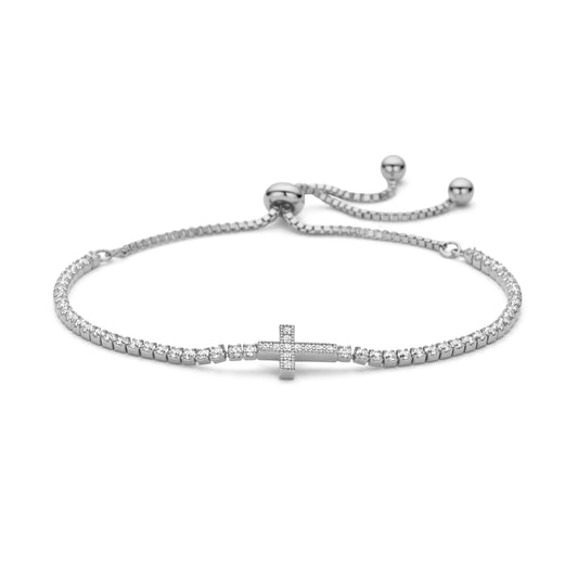 Verstellbares Silber-Armband mit weißem Zirkonia miaGemo